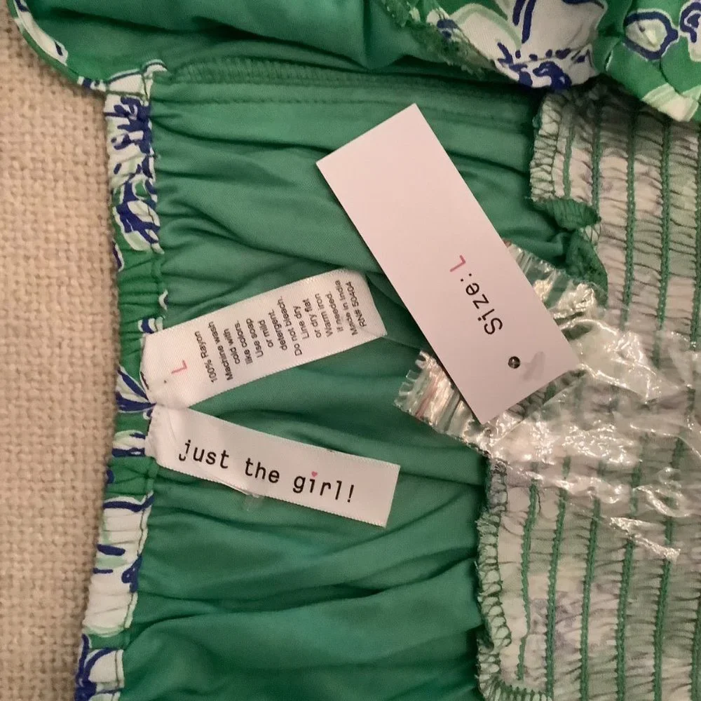 Green floral summer dress with smocked waist - Picture 6 of 6